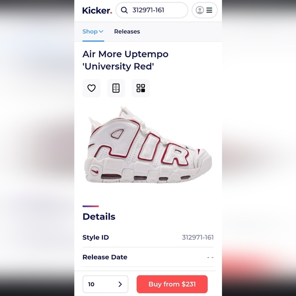 NIKE AIR MORE UPTEMPO UNIVERSITY RED (2006 VERSION) - Picture 2 of 10